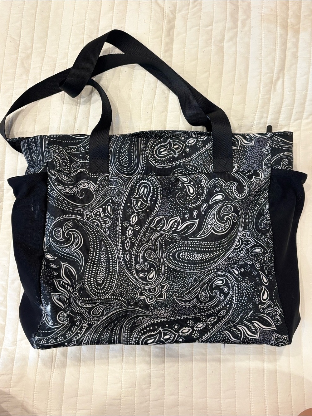 Vera Bradley Quilted Tote Bag Stellar Paisley Black & White Travel Bag - Picture 5 of 7